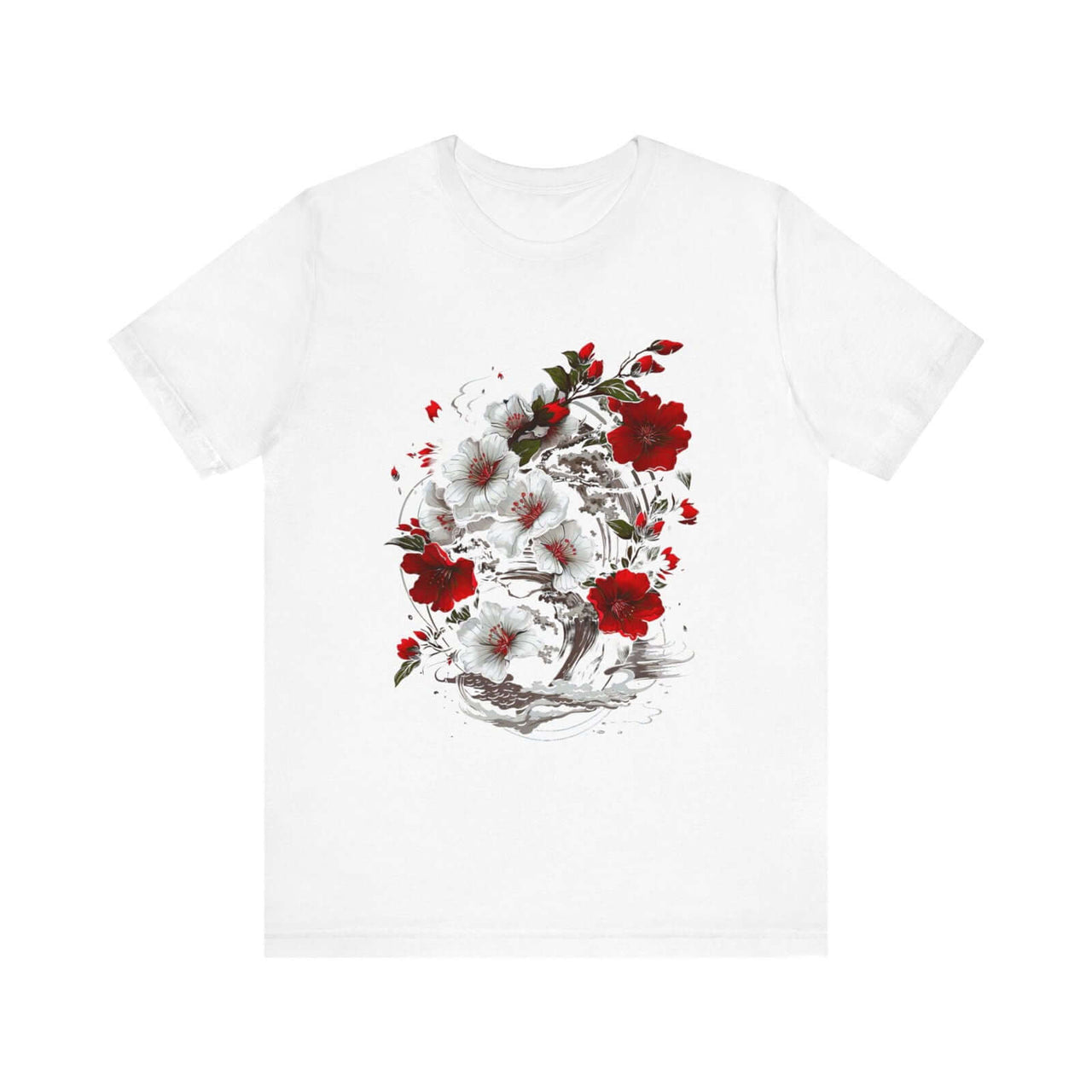 Elegant Japanese Flowers T-Shirt with Stunning Blossom Design