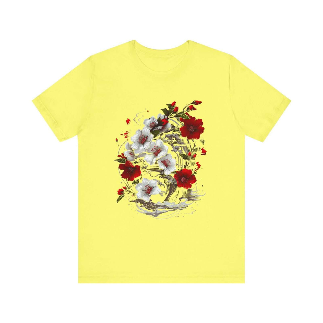 Elegant Japanese Flowers T-Shirt with Stunning Blossom Design