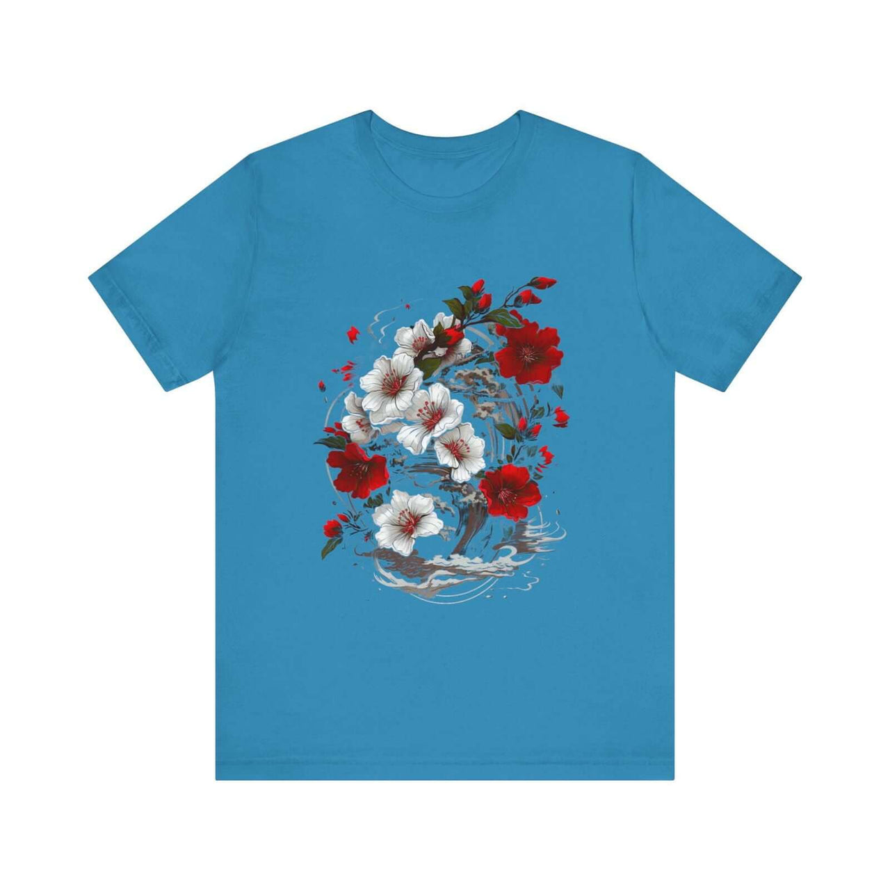 Elegant Japanese Flowers T-Shirt with Stunning Blossom Design