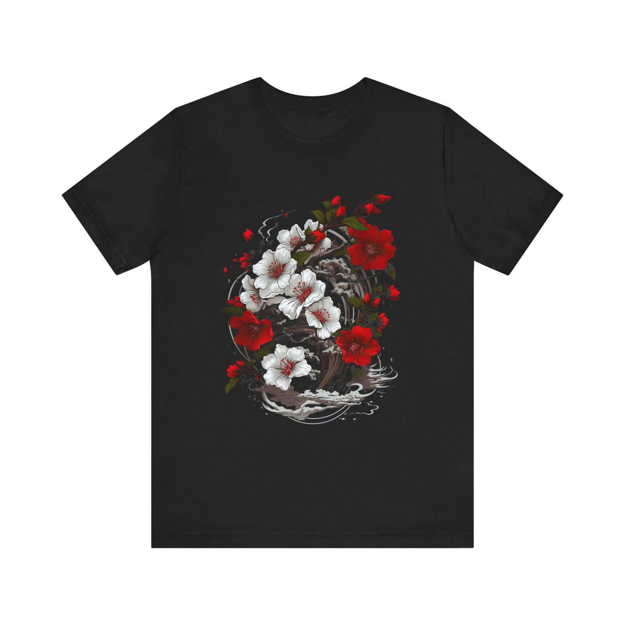 Elegant Japanese Flowers T-Shirt with Stunning Blossom Design