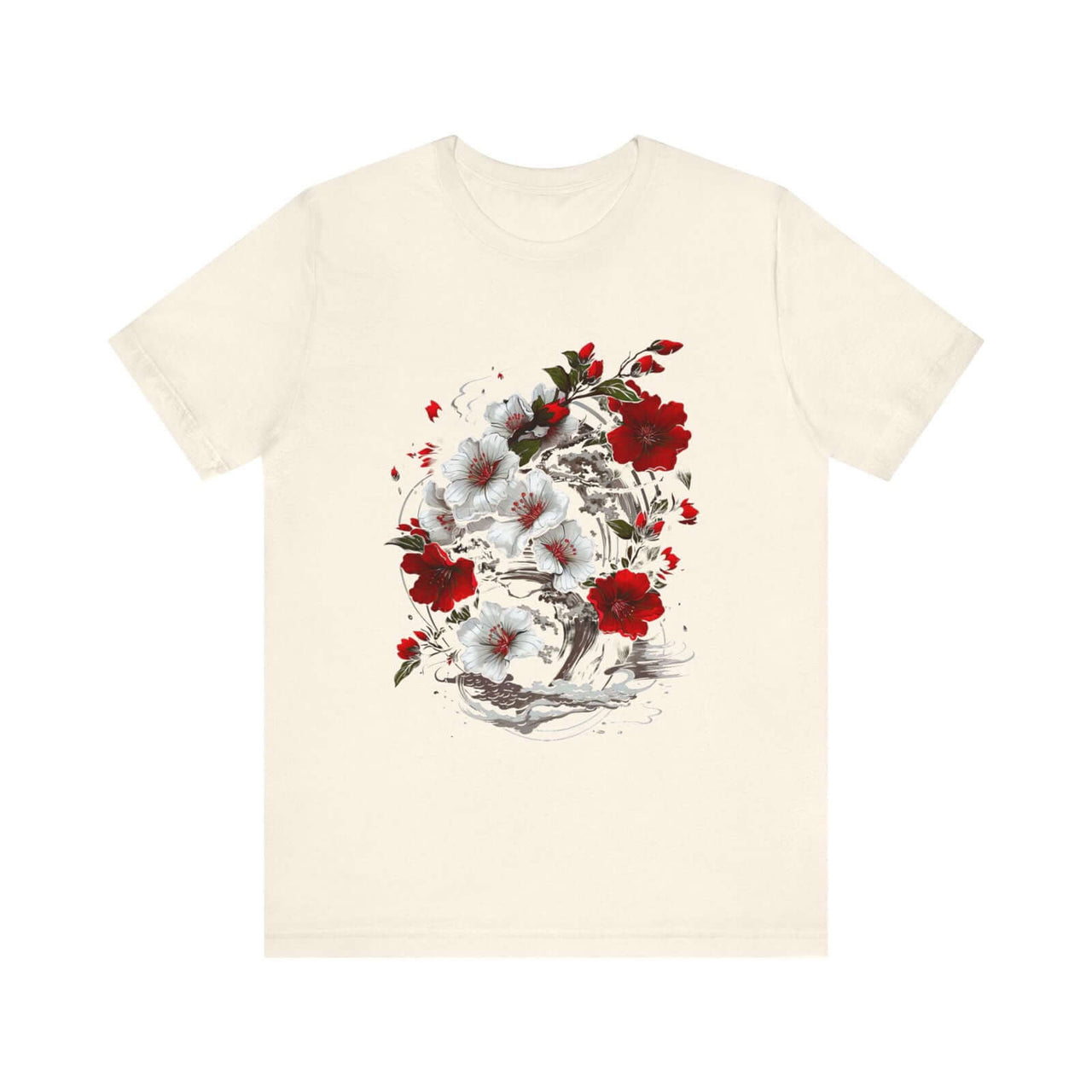 Elegant Japanese Flowers T-Shirt with Stunning Blossom Design