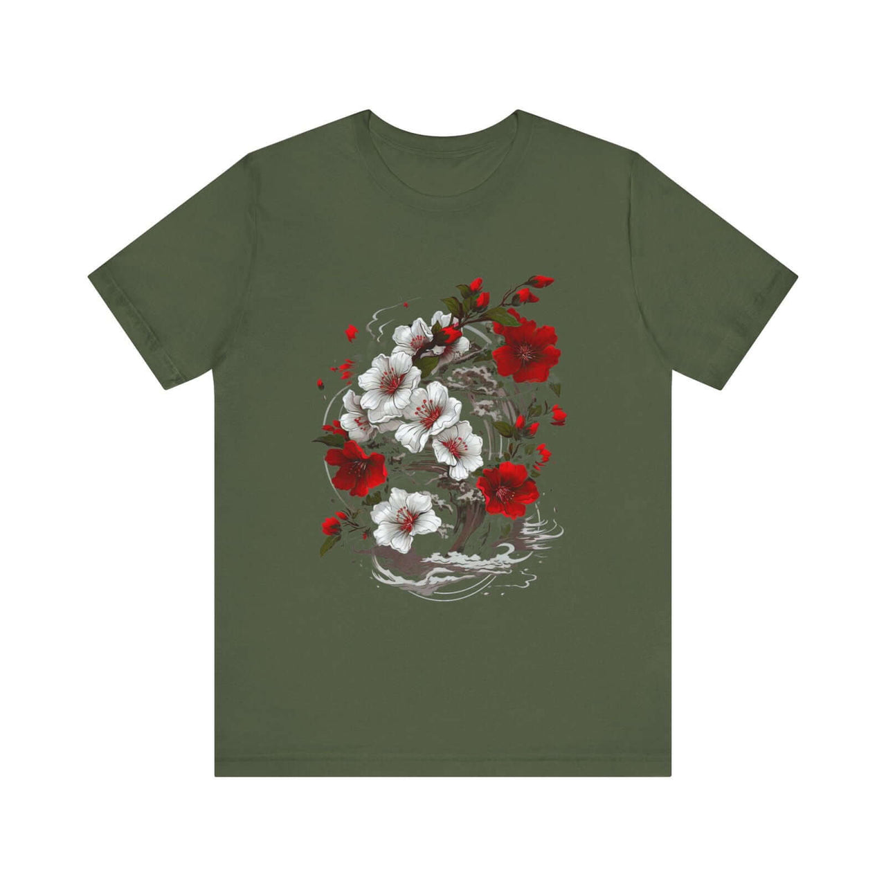 Elegant Japanese Flowers T-Shirt with Stunning Blossom Design