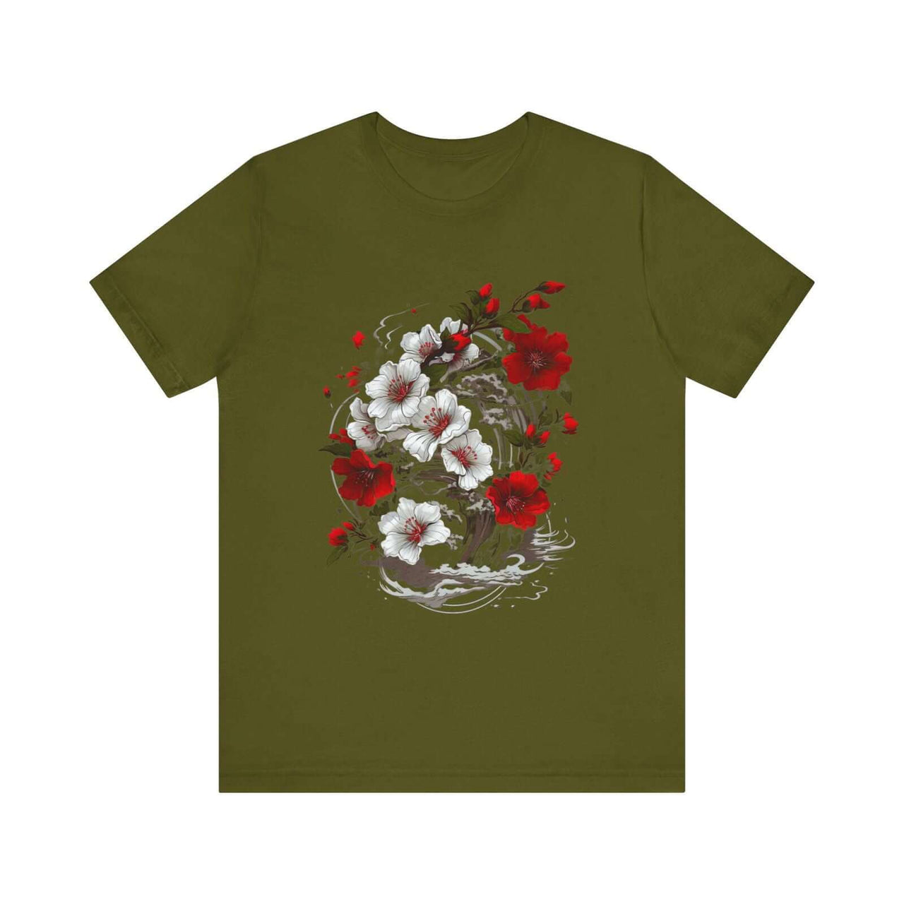 Elegant Japanese Flowers T-Shirt with Stunning Blossom Design