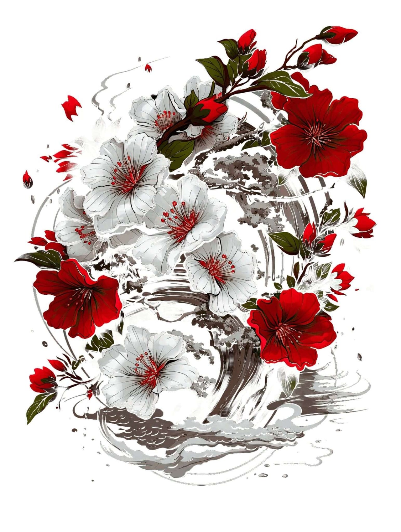 Elegant Japanese Flowers T-Shirt with Stunning Blossom Design