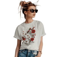 Thumbnail for Elegant Japanese Flowers T-Shirt with Stunning Blossom Design Silver