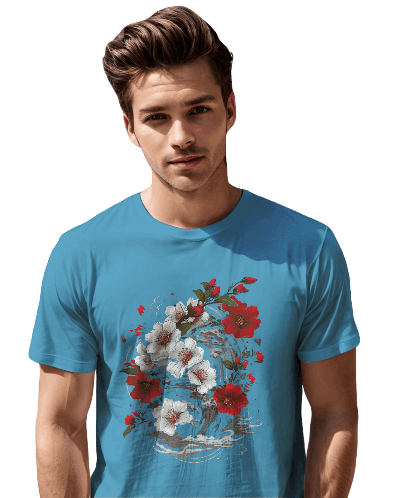 Elegant Japanese Flowers T-Shirt with Stunning Blossom Design