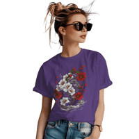 Thumbnail for Elegant Japanese Flowers T-Shirt with Stunning Blossom Design Team Purple