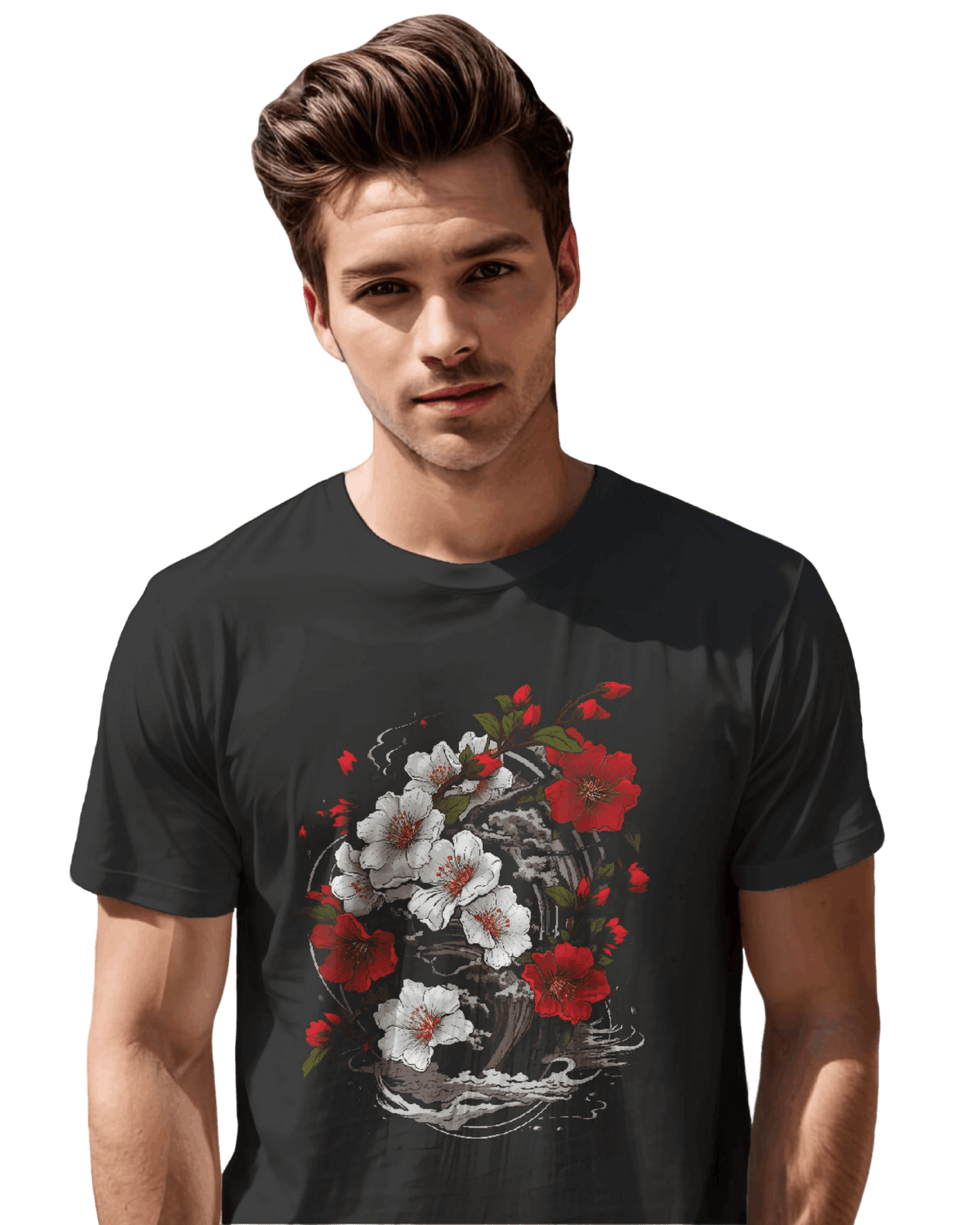 Elegant Japanese Flowers T-Shirt with Stunning Blossom Design