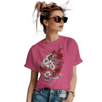 Thumbnail for Elegant Japanese Flowers T-Shirt with Stunning Blossom Design Berry