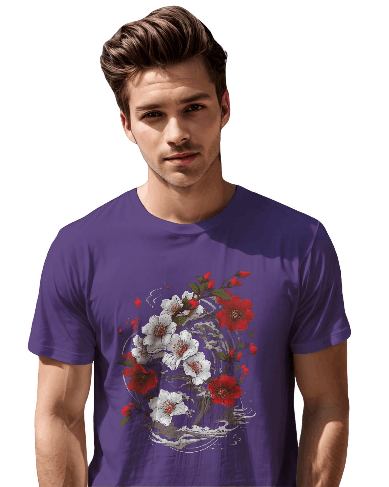 Elegant Japanese Flowers T-Shirt with Stunning Blossom Design