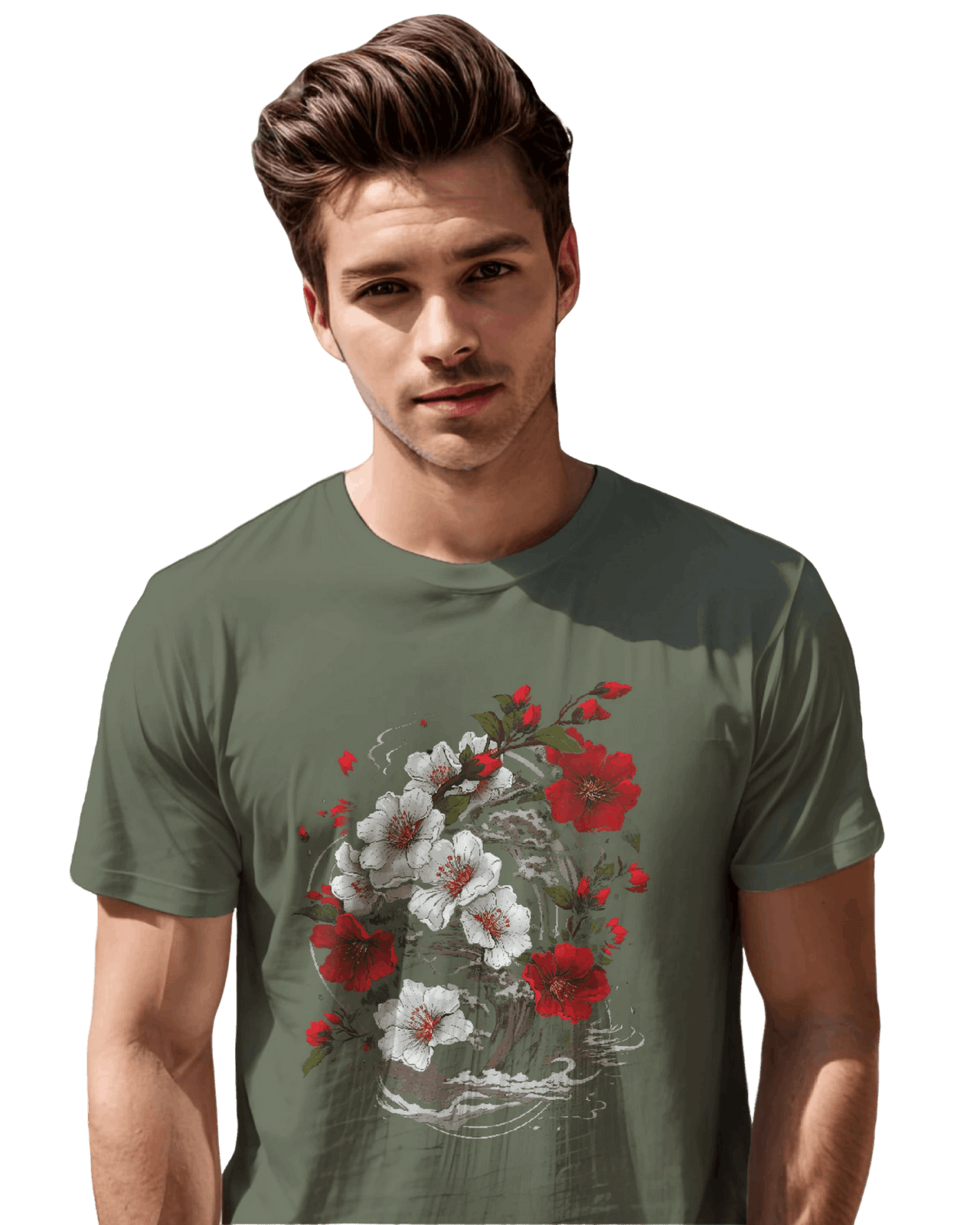 Elegant Japanese Flowers T-Shirt with Stunning Blossom Design