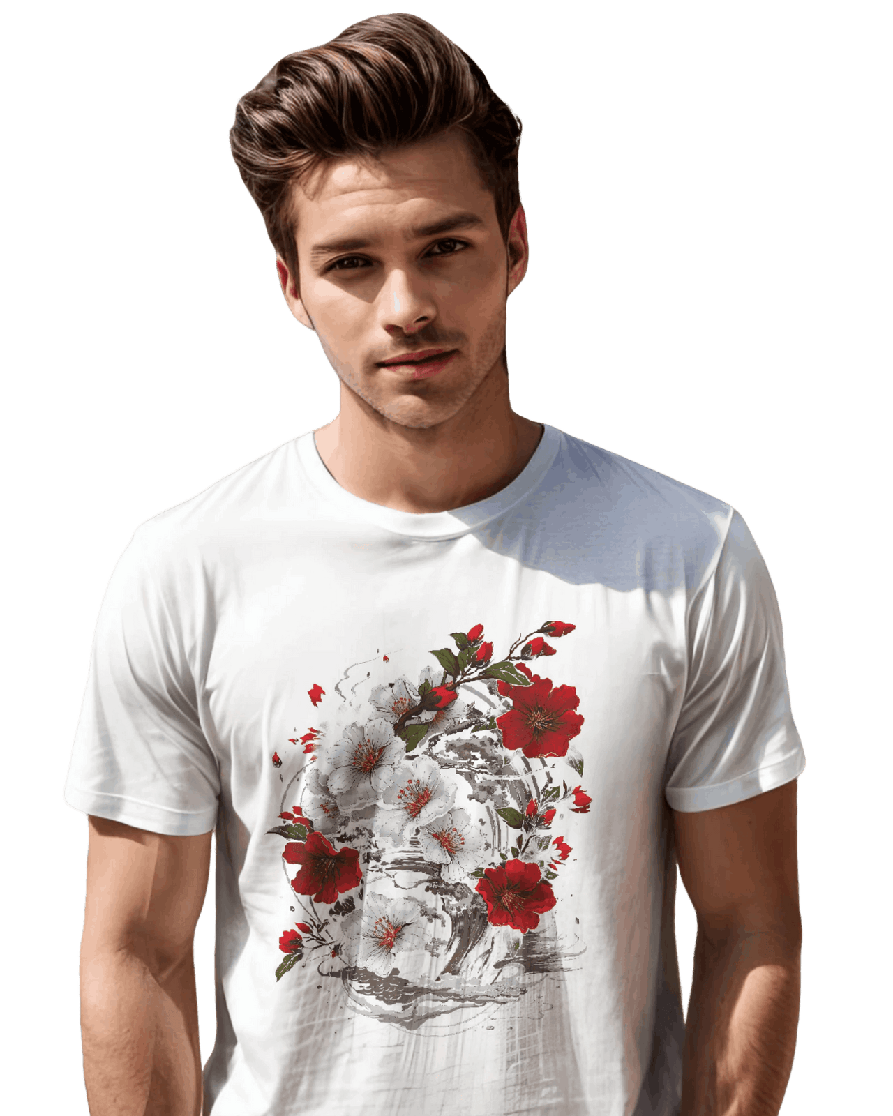 Elegant Japanese Flowers T-Shirt with Stunning Blossom Design