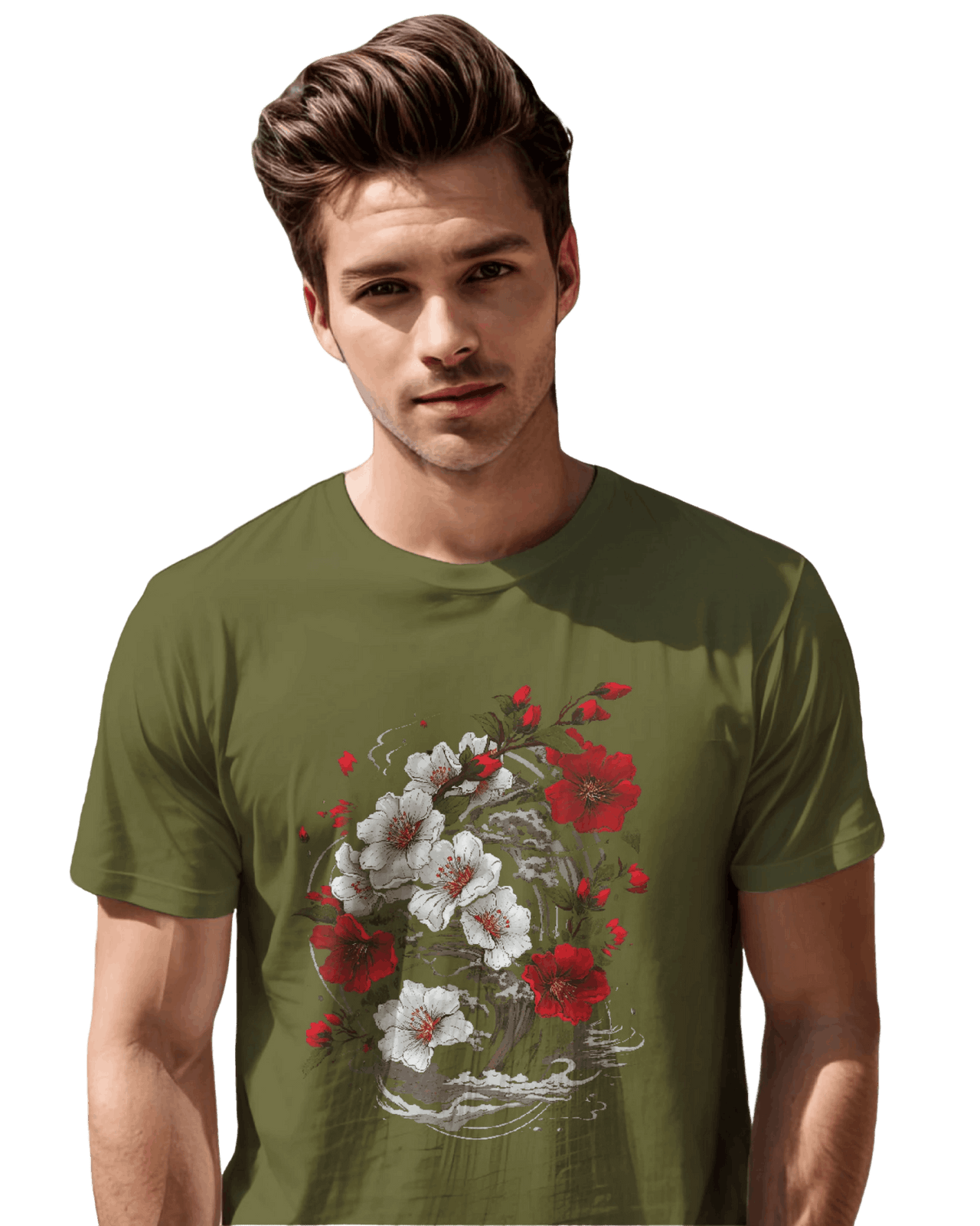 Elegant Japanese Flowers T-Shirt with Stunning Blossom Design