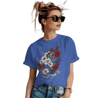 Thumbnail for Elegant Japanese Flowers T-Shirt with Stunning Blossom Design True Royal