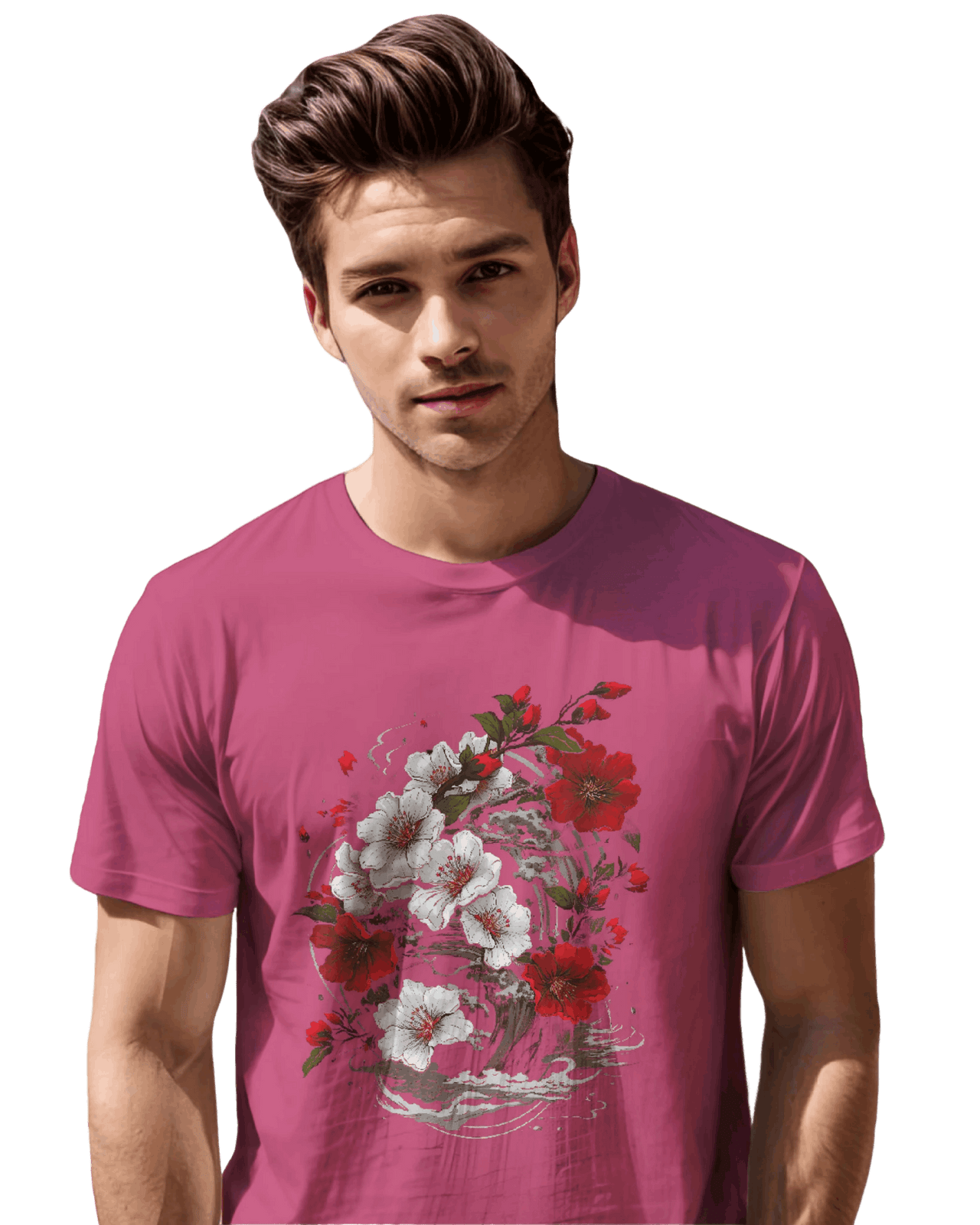 Elegant Japanese Flowers T-Shirt with Stunning Blossom Design