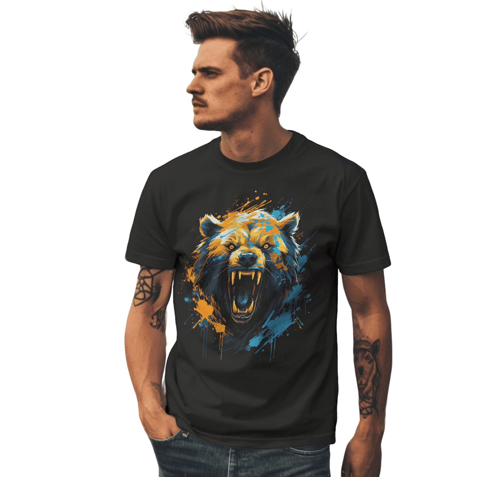 Fierce Bear Unisex T-Shirt - Make a Bold Style Statement Black