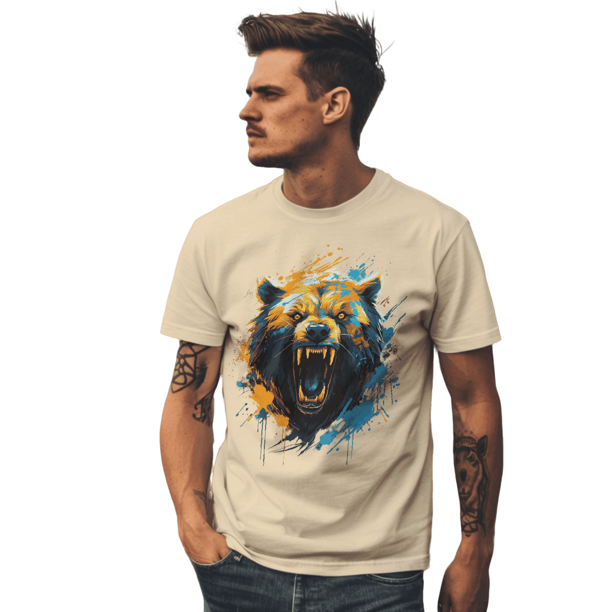 Fierce Bear Unisex T-Shirt - Make a Bold Style Statement Soft Cream