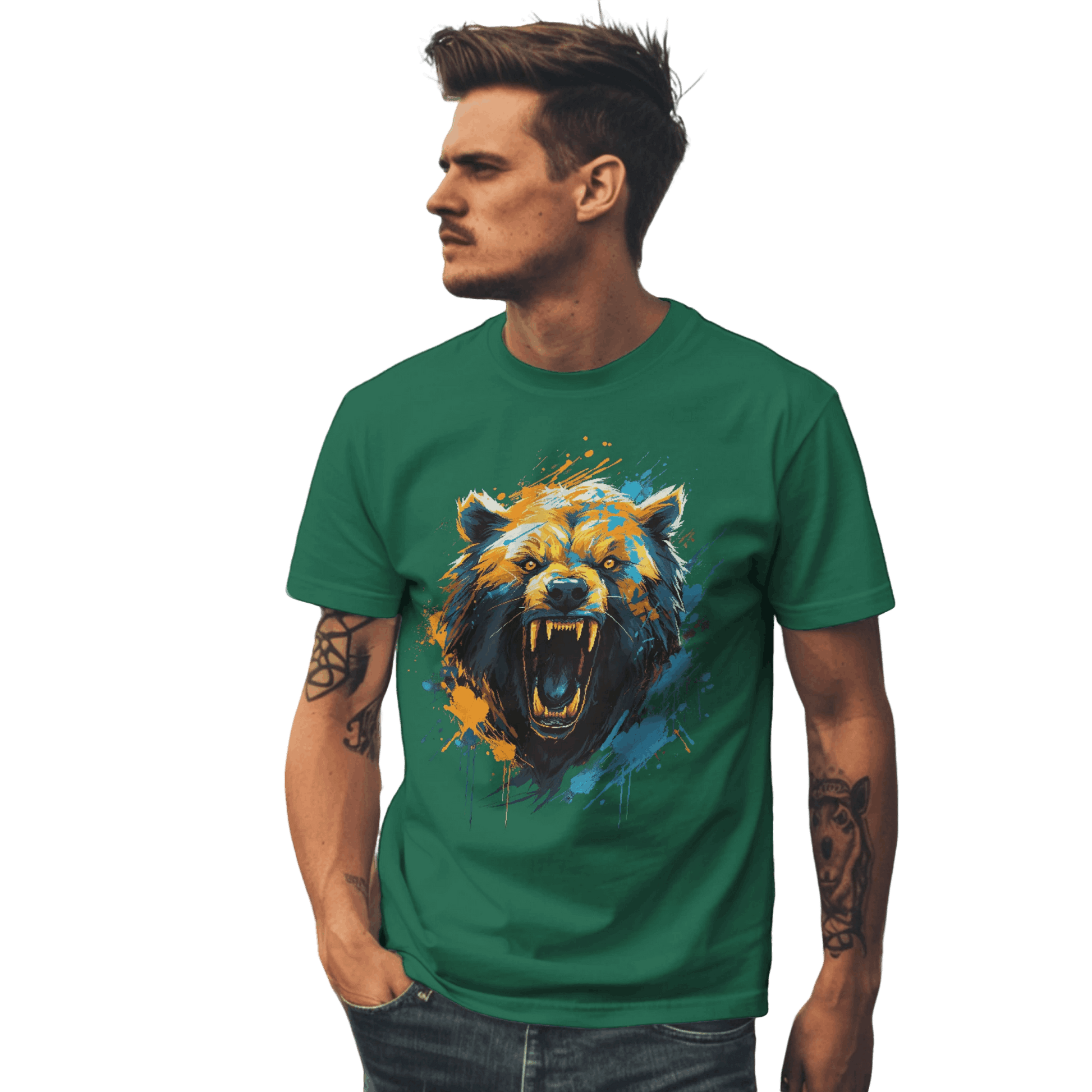 Fierce Bear Unisex T-Shirt - Make a Bold Style Statement Kelly