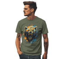 Thumbnail for Fierce Bear Unisex T-Shirt - Make a Bold Style Statement Military Green