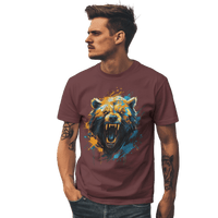 Thumbnail for Fierce Bear Unisex T-Shirt - Make a Bold Style Statement Maroon