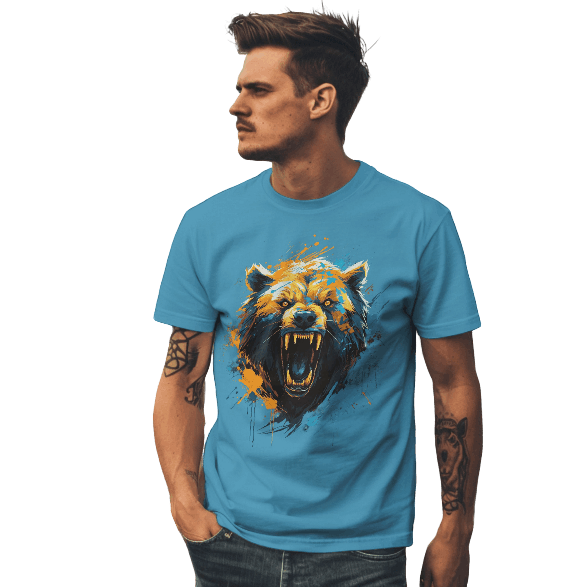 Fierce Bear Unisex T-Shirt - Make a Bold Style Statement Aqua