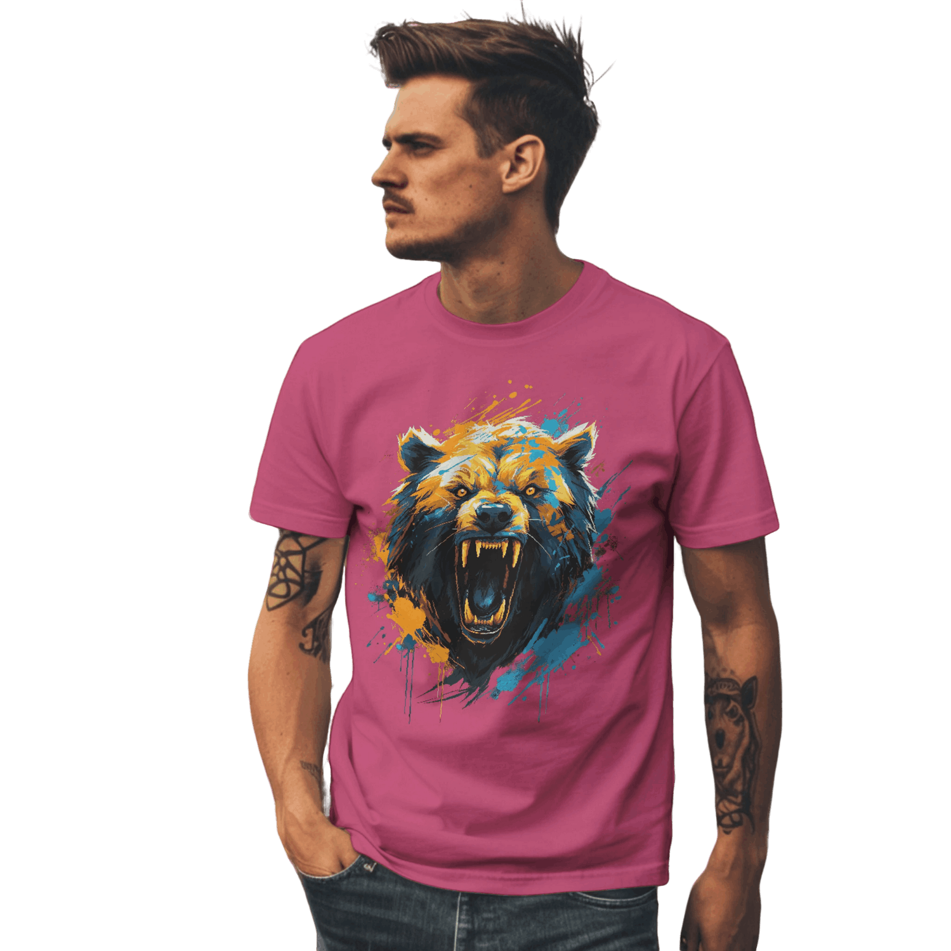 Fierce Bear Unisex T-Shirt - Make a Bold Style Statement Berry