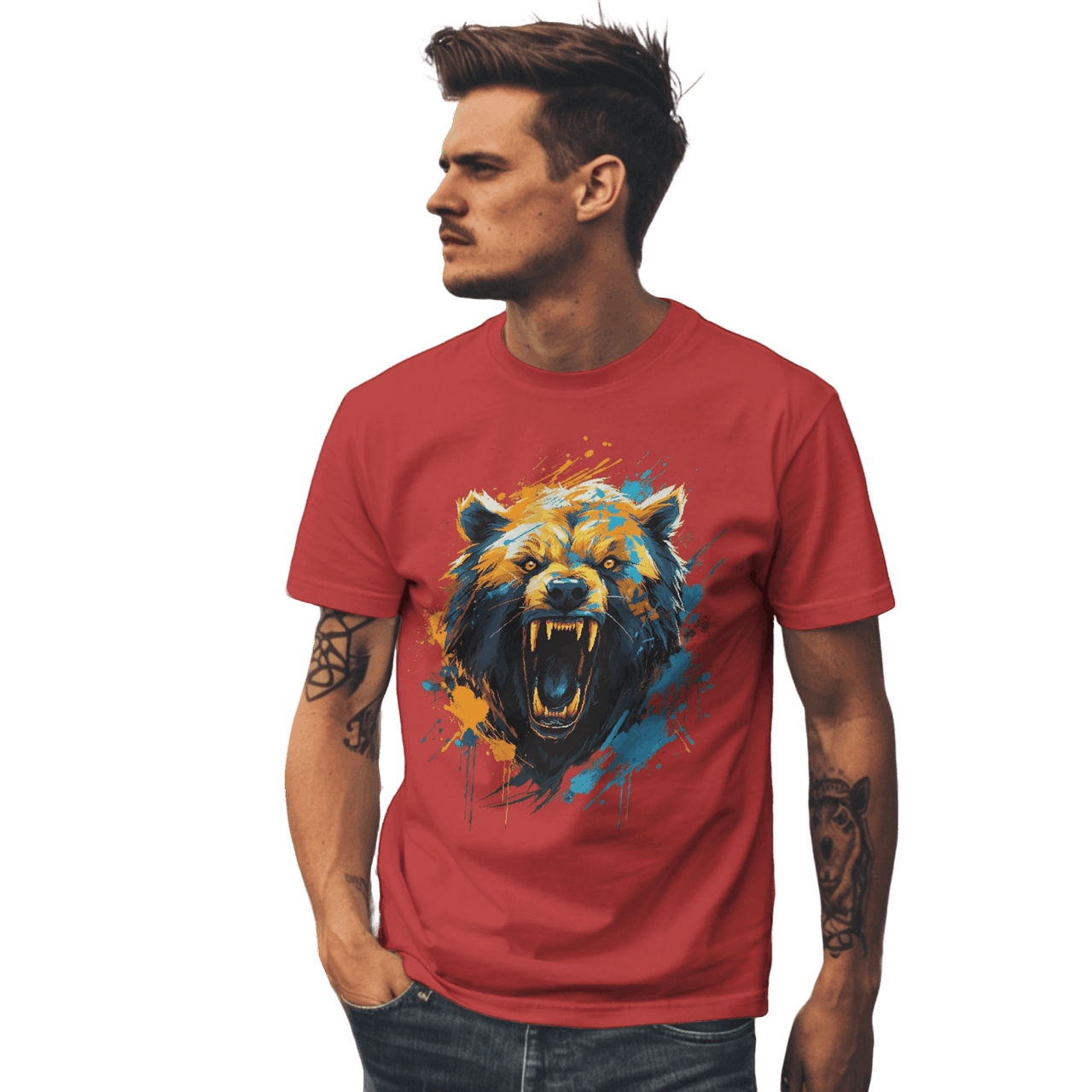 Fierce Bear Unisex T-Shirt - Make a Bold Style Statement Red