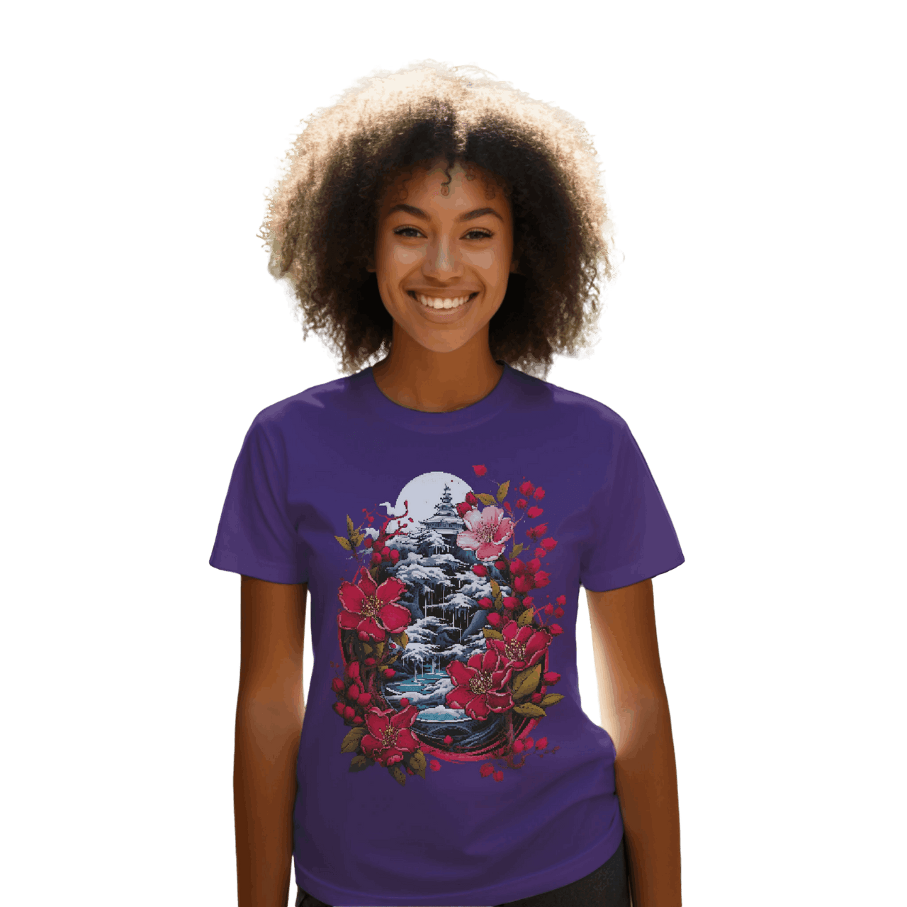 Japanese Dream T-Shirt for Serene Landscapes and Majestic Temples Team Purple