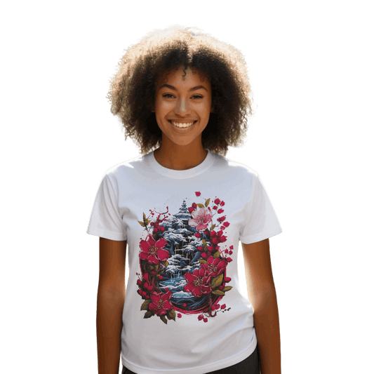 Japanese Dream T-Shirt for Serene Landscapes and Majestic Temples White