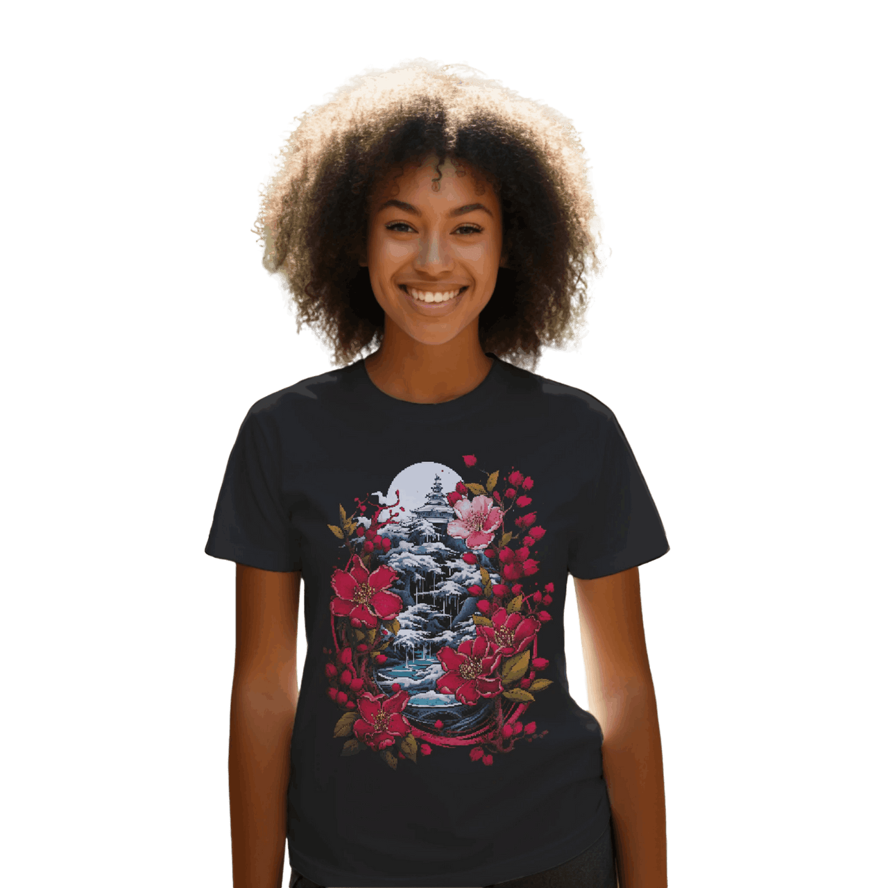 Japanese Dream T-Shirt for Serene Landscapes and Majestic Temples Black