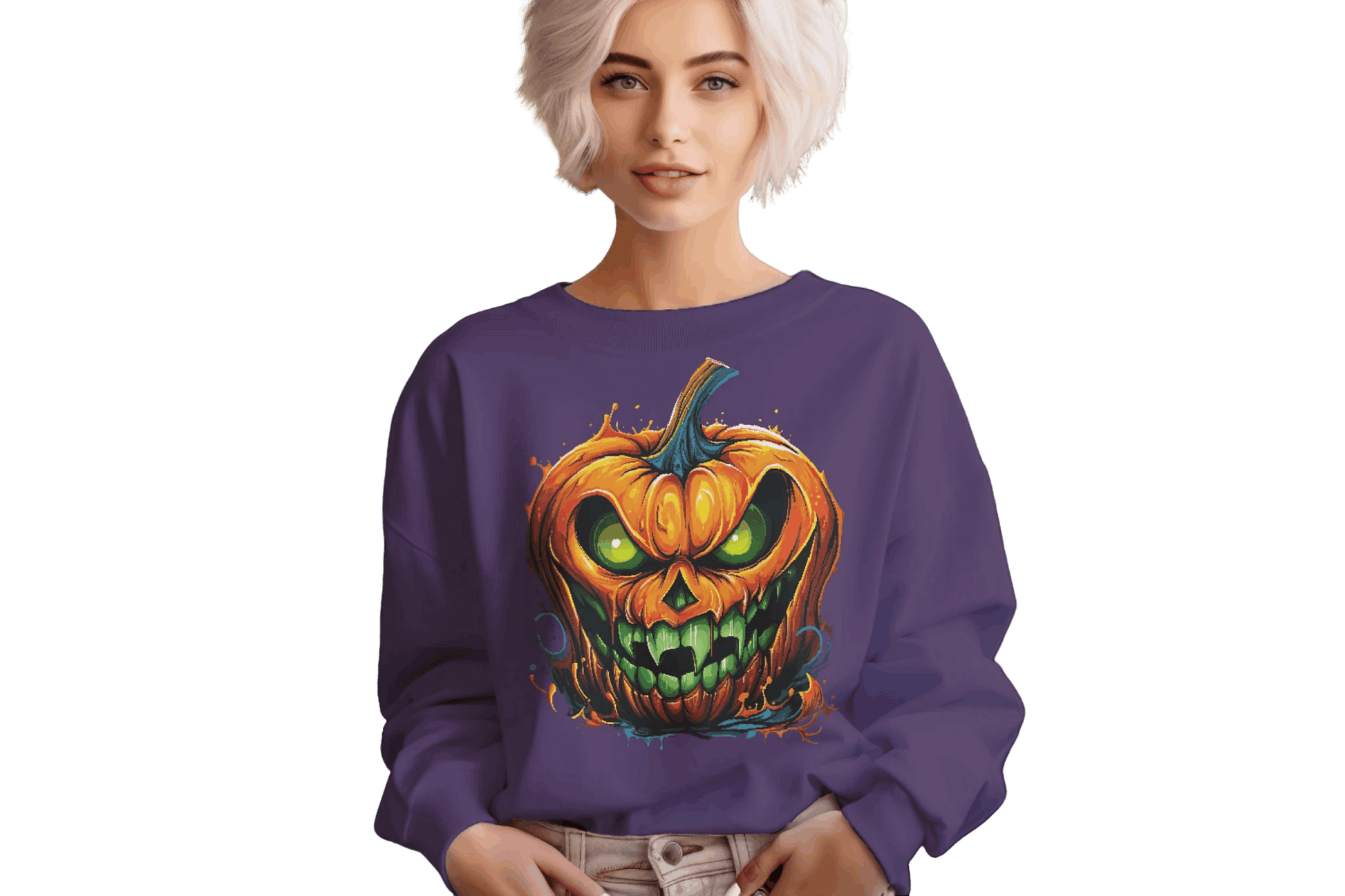 Menacing Halloween Pumpkin Sweatshirt for Fun and Whimsy