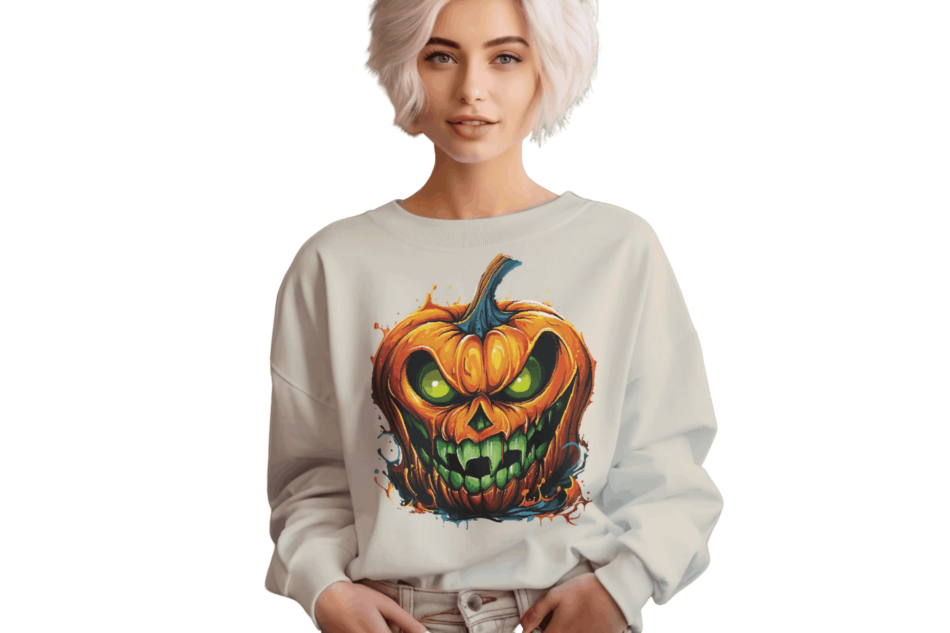 Menacing Halloween Pumpkin Sweatshirt for Fun and Whimsy