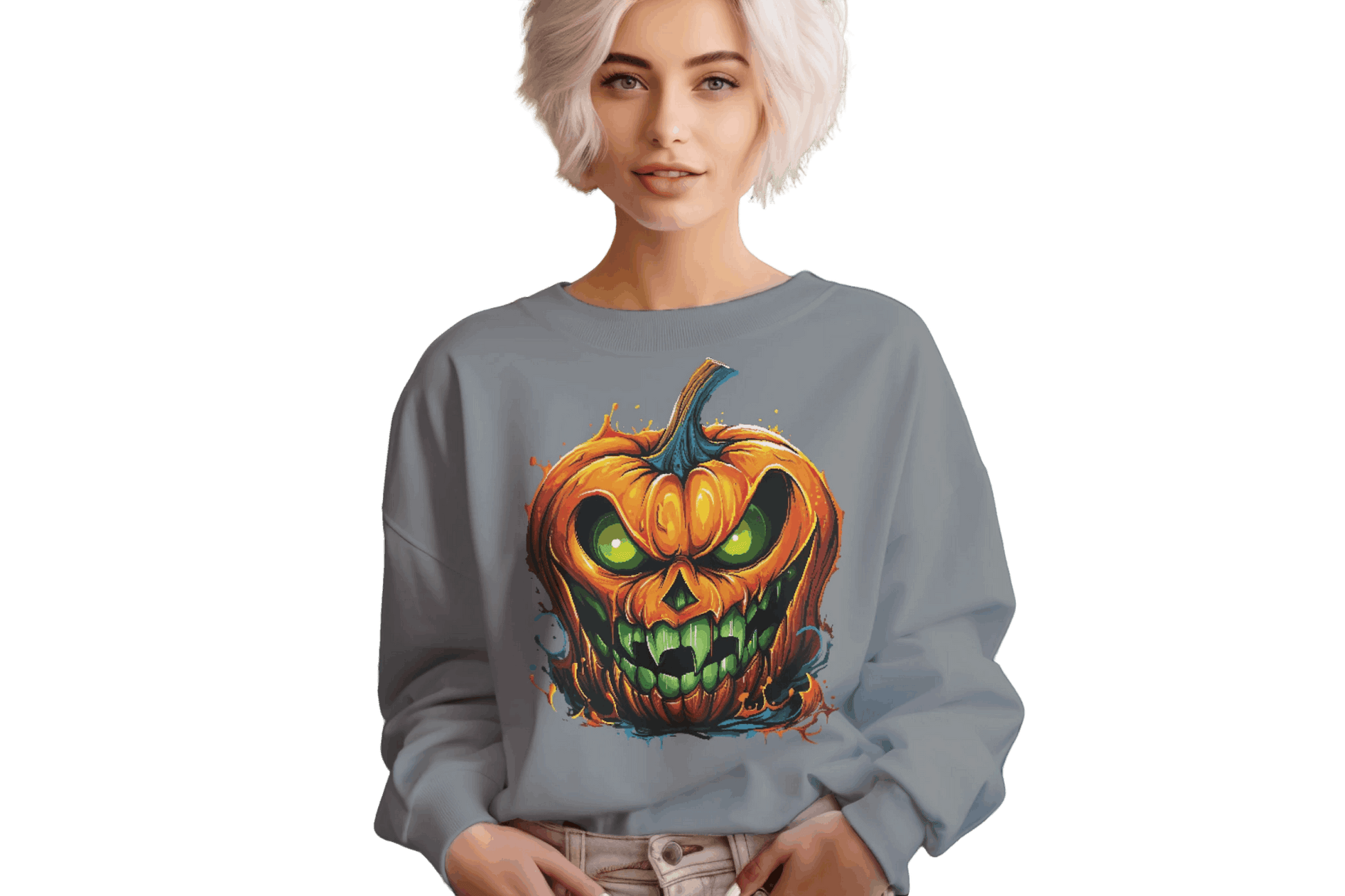 Menacing Halloween Pumpkin Sweatshirt for Fun and Whimsy