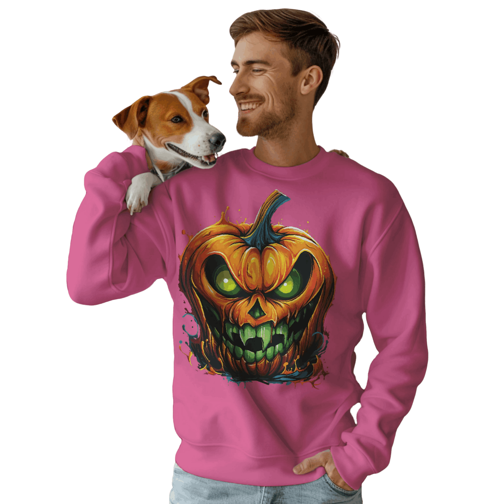 Menacing Halloween Pumpkin Sweatshirt for Fun and Whimsy Heliconia