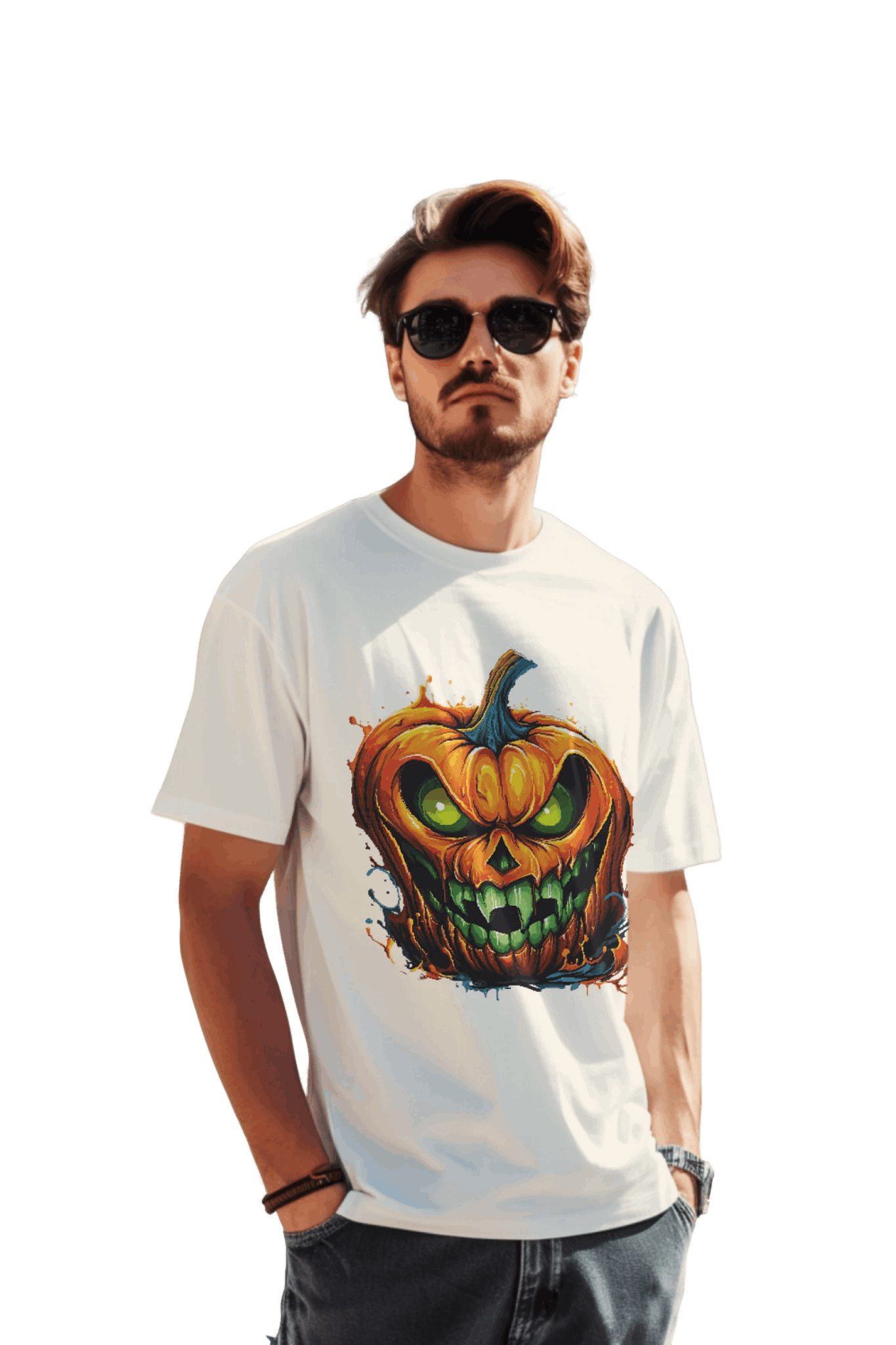 Menacing Halloween Pumpkin T-Shirt for a Spooktacular Statement Natural