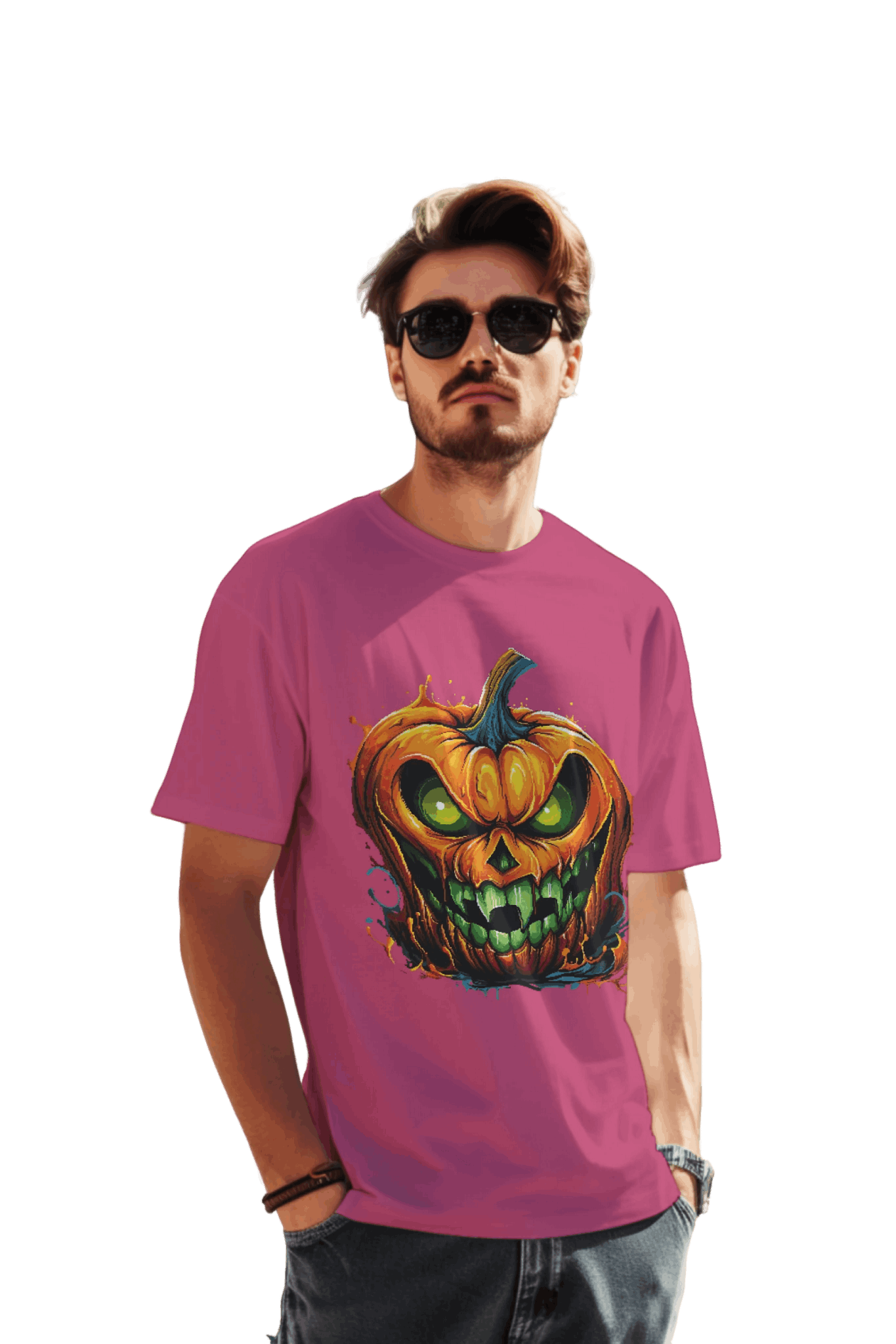 Menacing Halloween Pumpkin T-Shirt for a Spooktacular Statement Berry