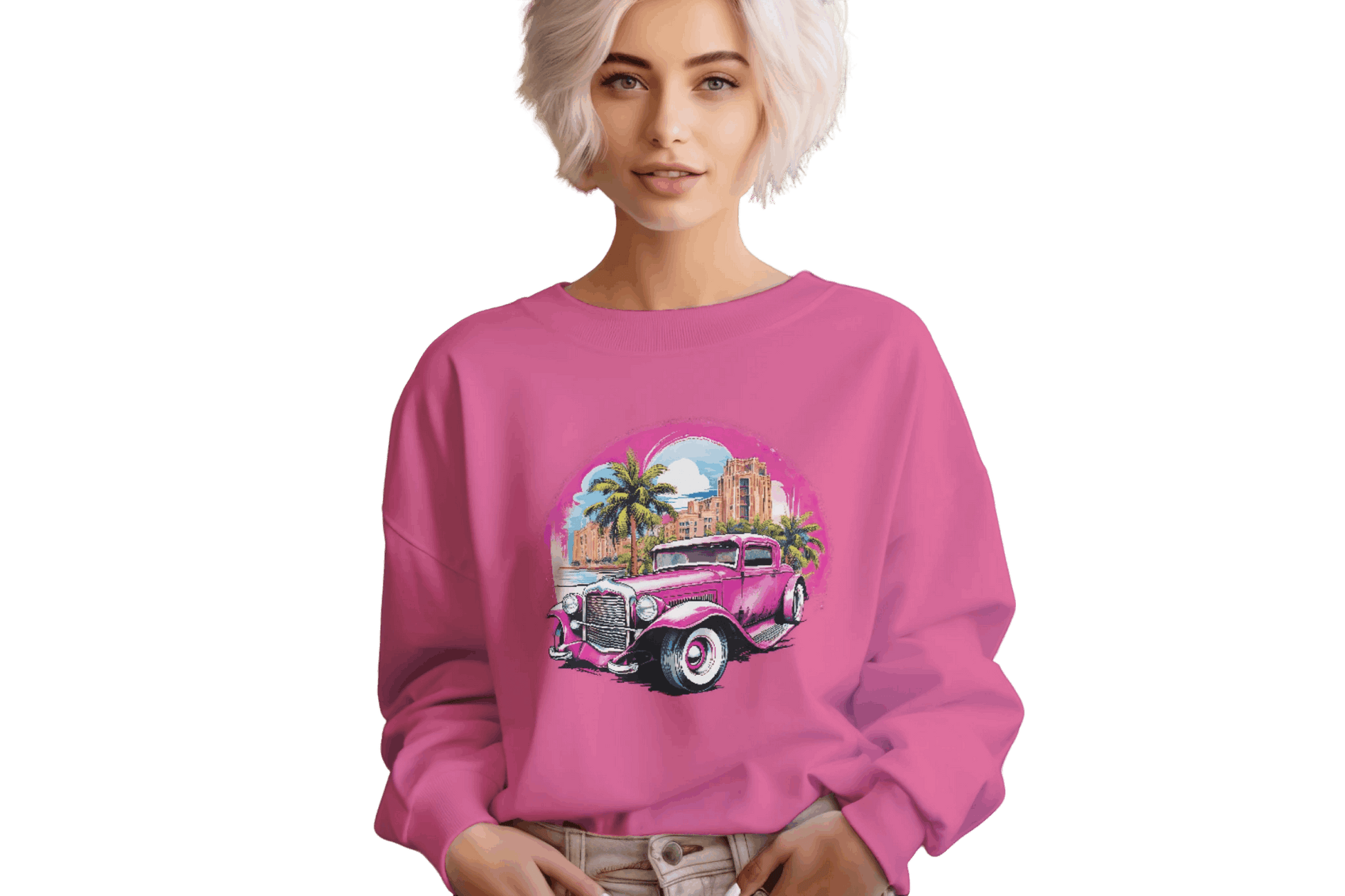 Pink Hot Rod Crewneck Sweatshirt for a Stylish Wardrobe Upgrade