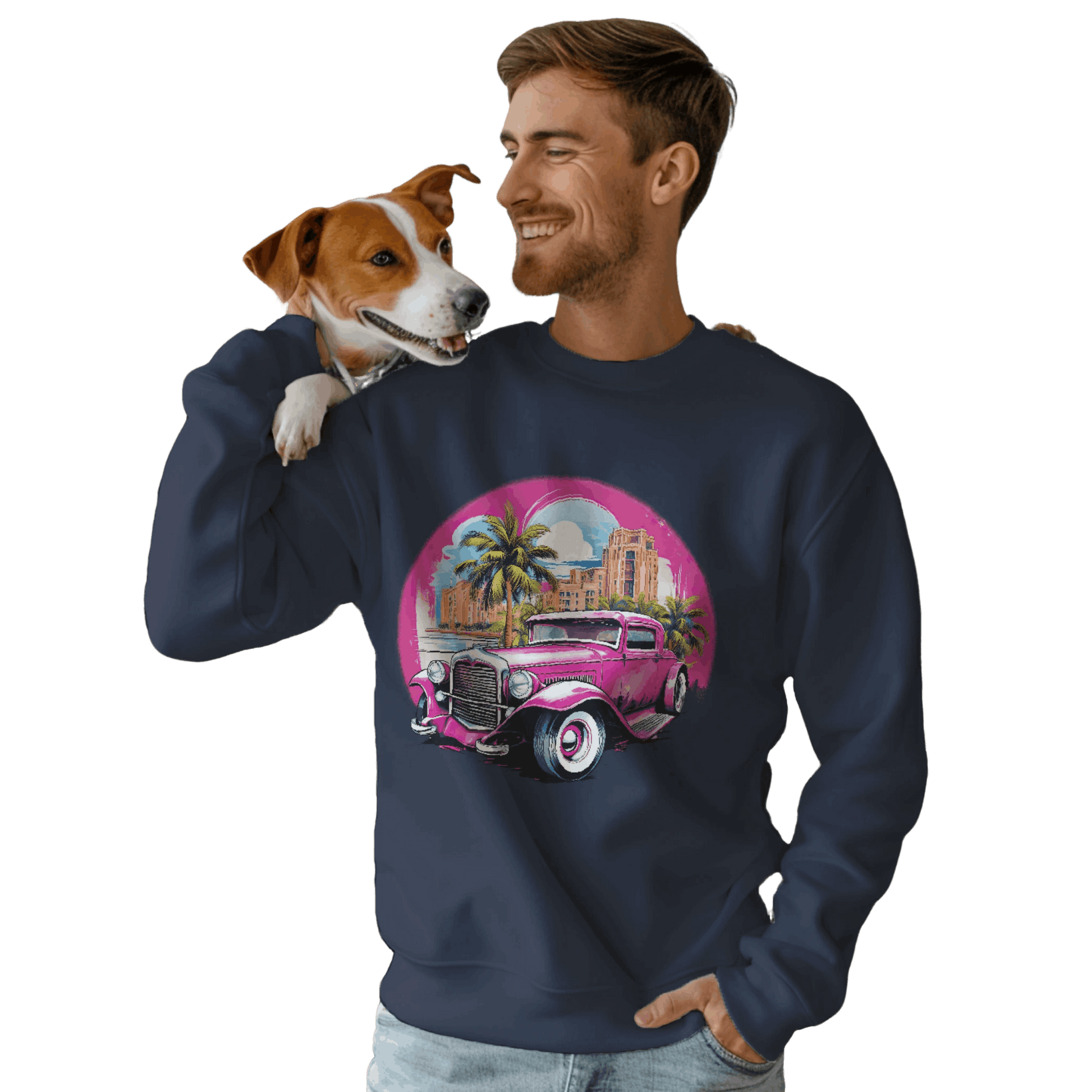 Pink Hot Rod Crewneck Sweatshirt for a Stylish Wardrobe Upgrade Navy