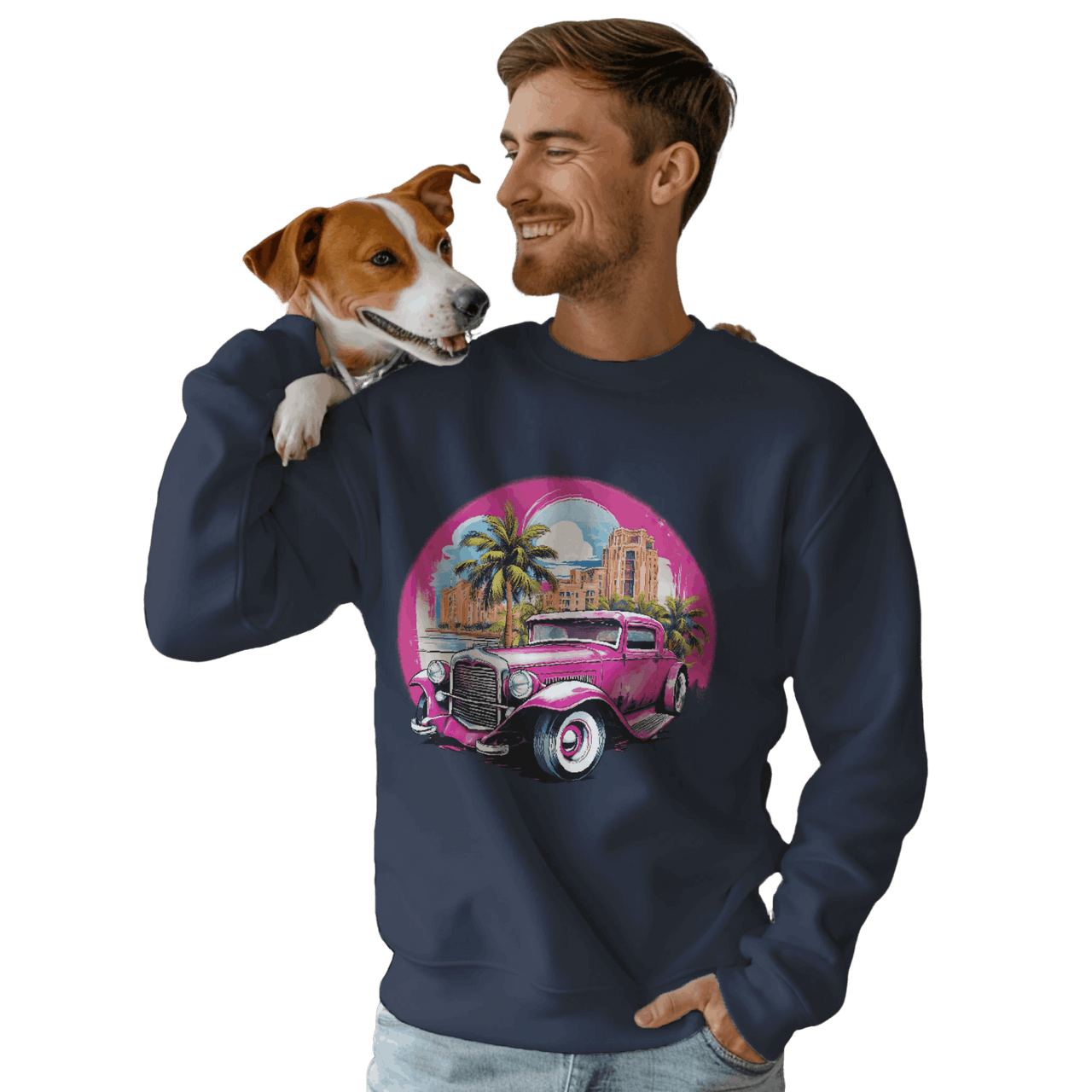 Pink Hot Rod Crewneck Sweatshirt for a Stylish Wardrobe Upgrade Navy