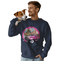 Thumbnail for Pink Hot Rod Crewneck Sweatshirt for a Stylish Wardrobe Upgrade Navy