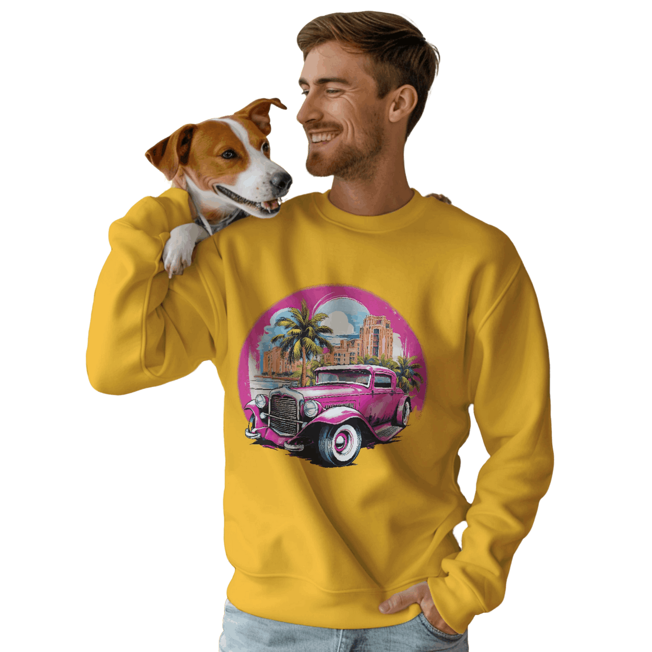 Pink Hot Rod Crewneck Sweatshirt for a Stylish Wardrobe Upgrade Gold