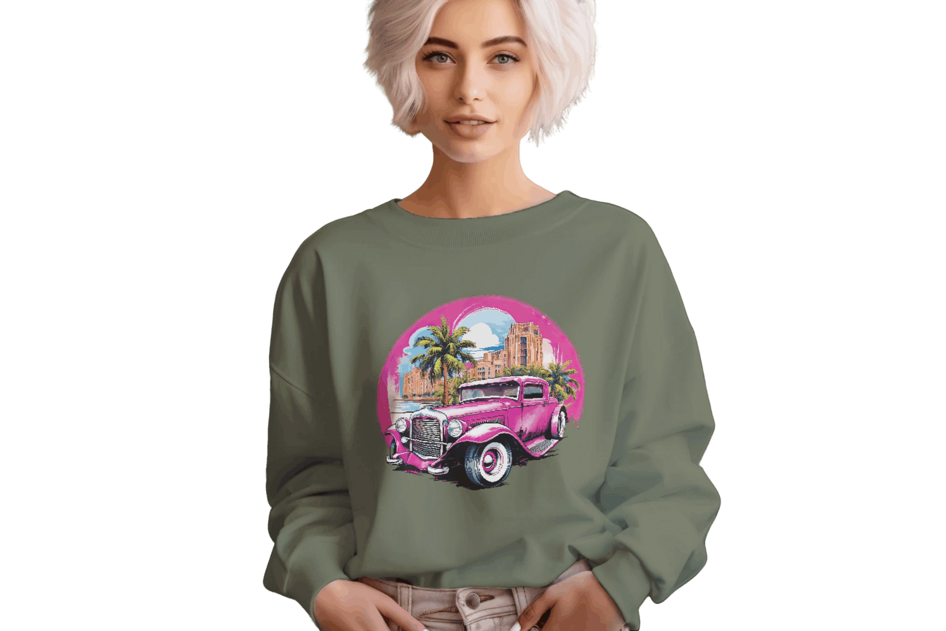 Pink Hot Rod Crewneck Sweatshirt for a Stylish Wardrobe Upgrade