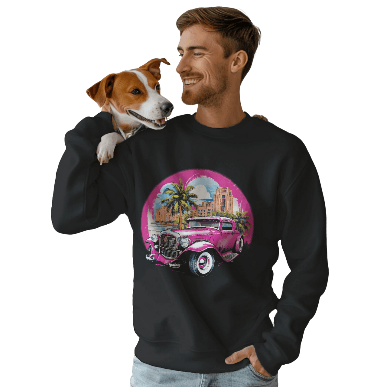 Pink Hot Rod Crewneck Sweatshirt for a Stylish Wardrobe Upgrade Black