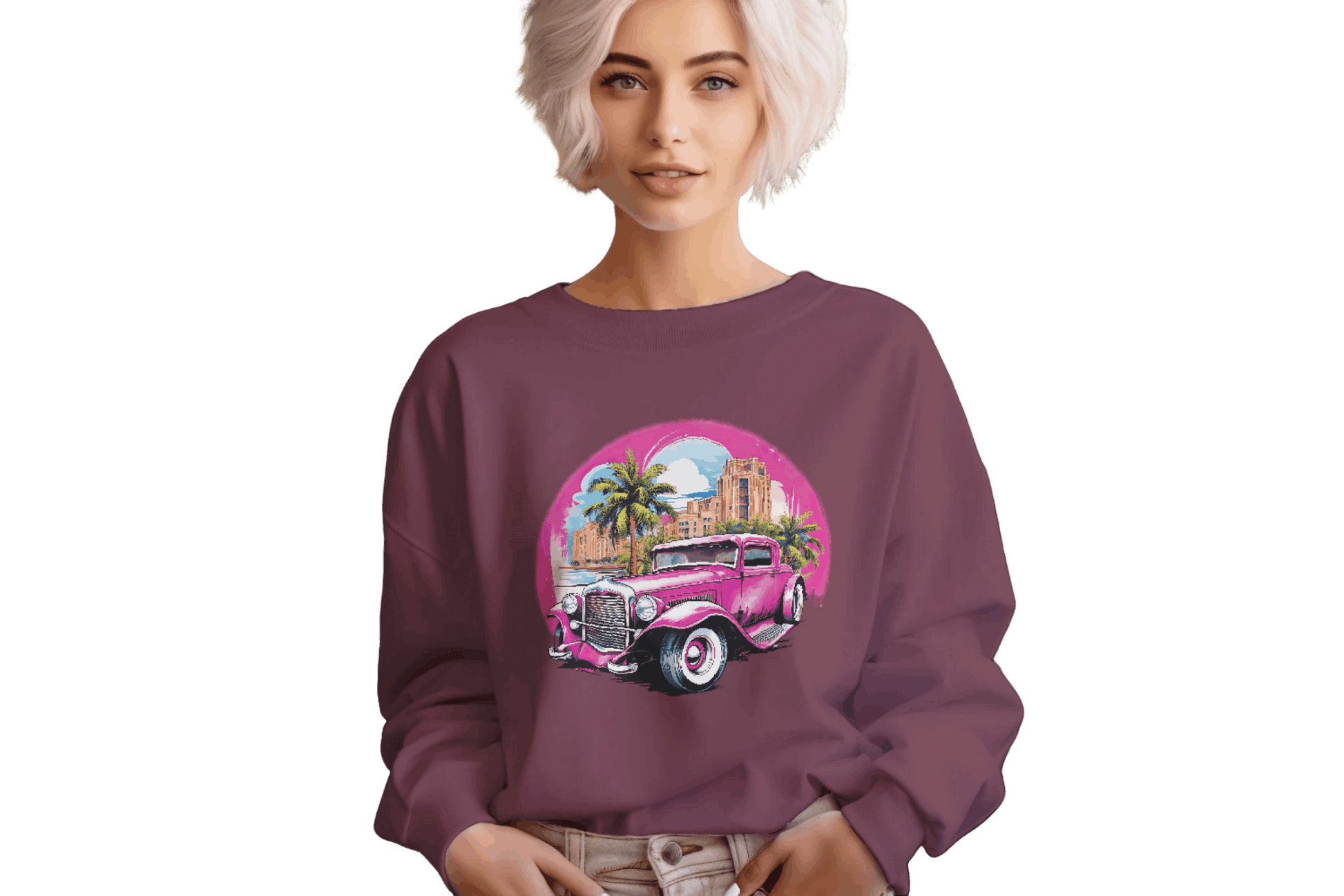 Pink Hot Rod Crewneck Sweatshirt for a Stylish Wardrobe Upgrade