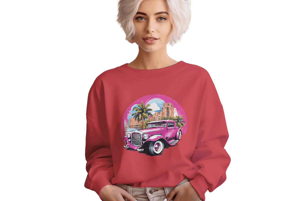 Pink Hot Rod Crewneck Sweatshirt for a Stylish Wardrobe Upgrade