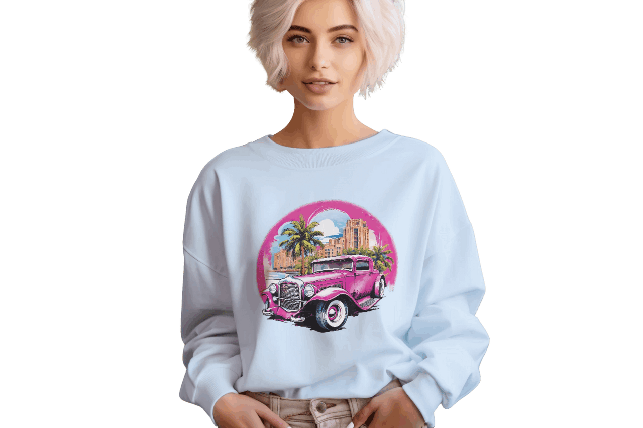 Pink Hot Rod Crewneck Sweatshirt for a Stylish Wardrobe Upgrade