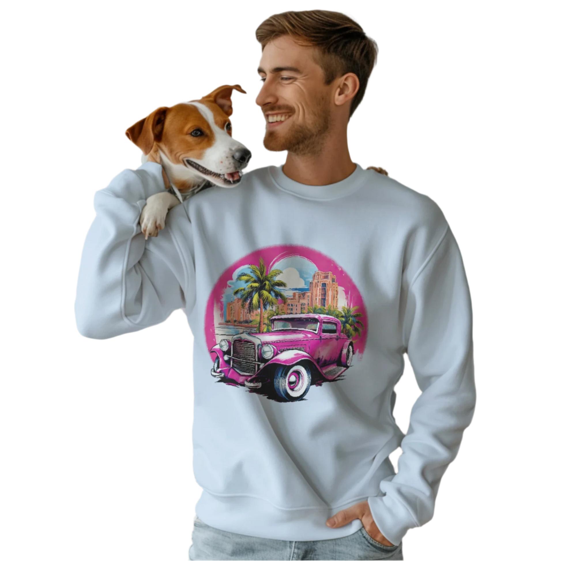 Pink Hot Rod Crewneck Sweatshirt for a Stylish Wardrobe Upgrade Light Blue