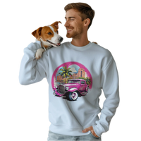 Thumbnail for Pink Hot Rod Crewneck Sweatshirt for a Stylish Wardrobe Upgrade Light Blue