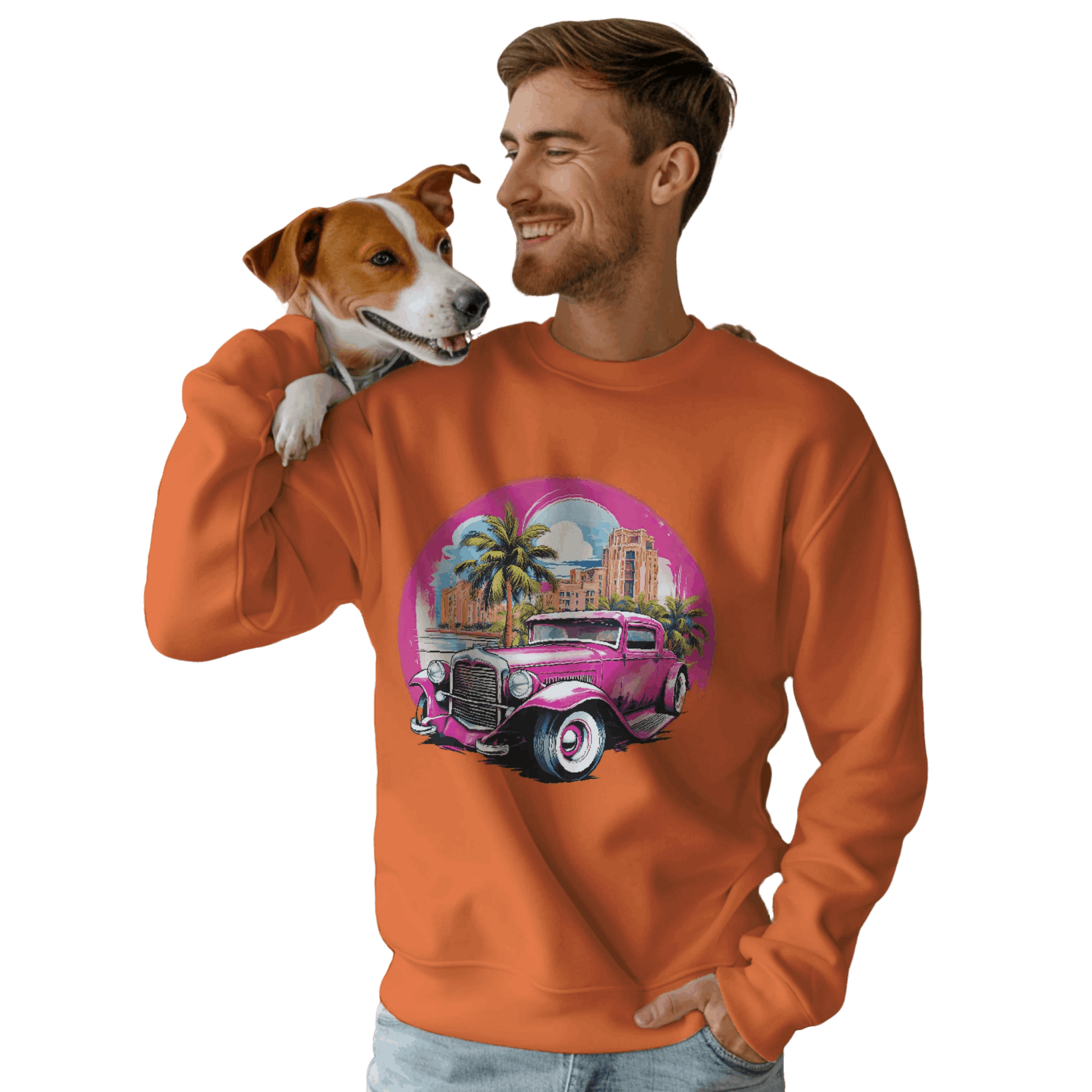 Pink Hot Rod Crewneck Sweatshirt for a Stylish Wardrobe Upgrade Orange