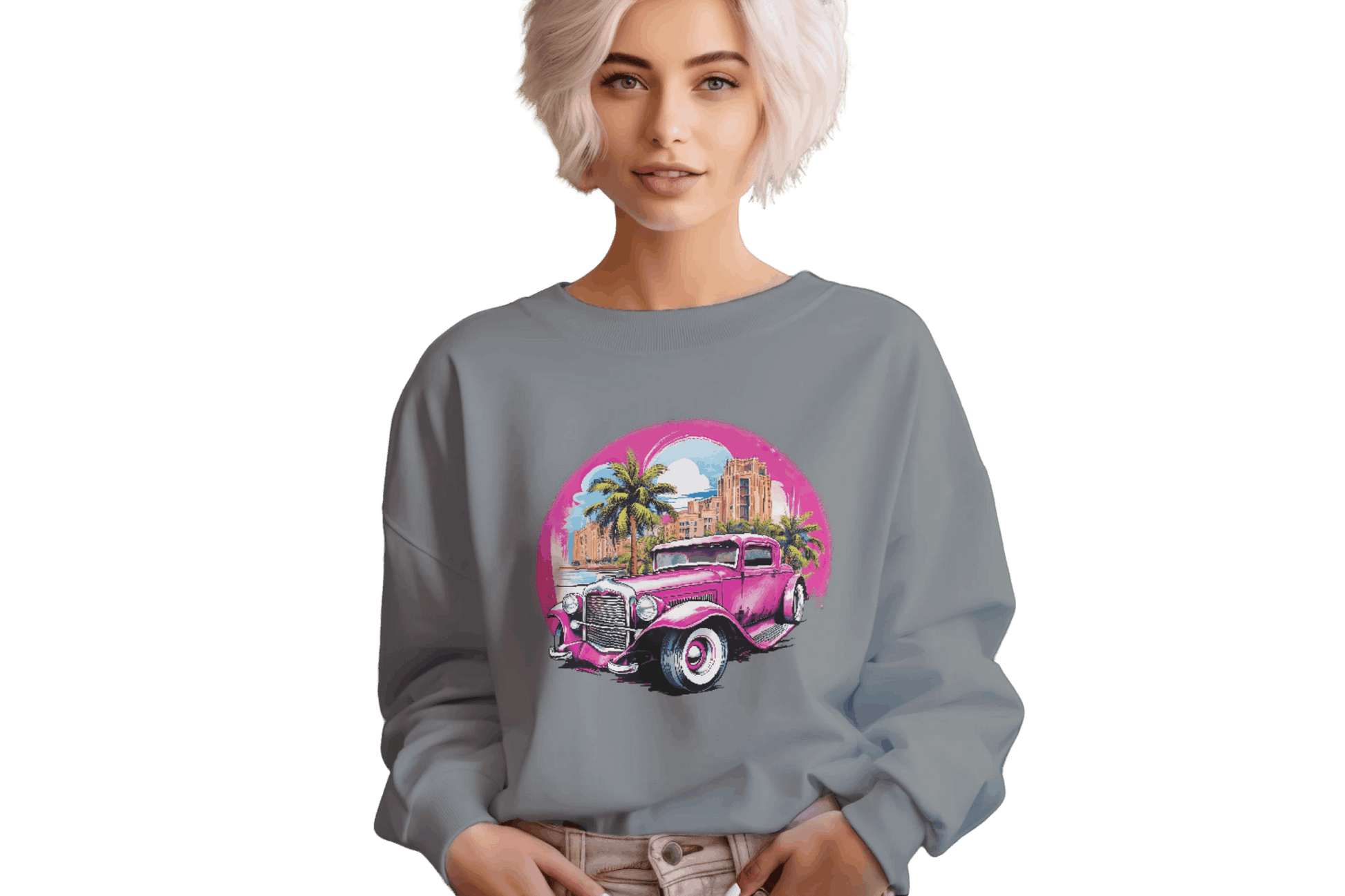 Pink Hot Rod Crewneck Sweatshirt for a Stylish Wardrobe Upgrade